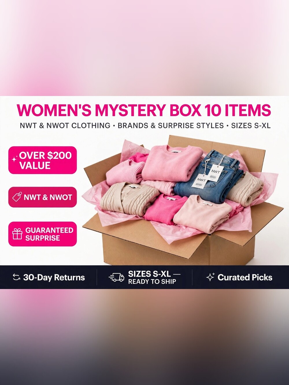 Mystery Women's Clothing Box - Pink & Neutral Surprise Styles